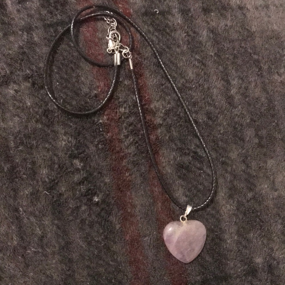 Purple stone heart necklace